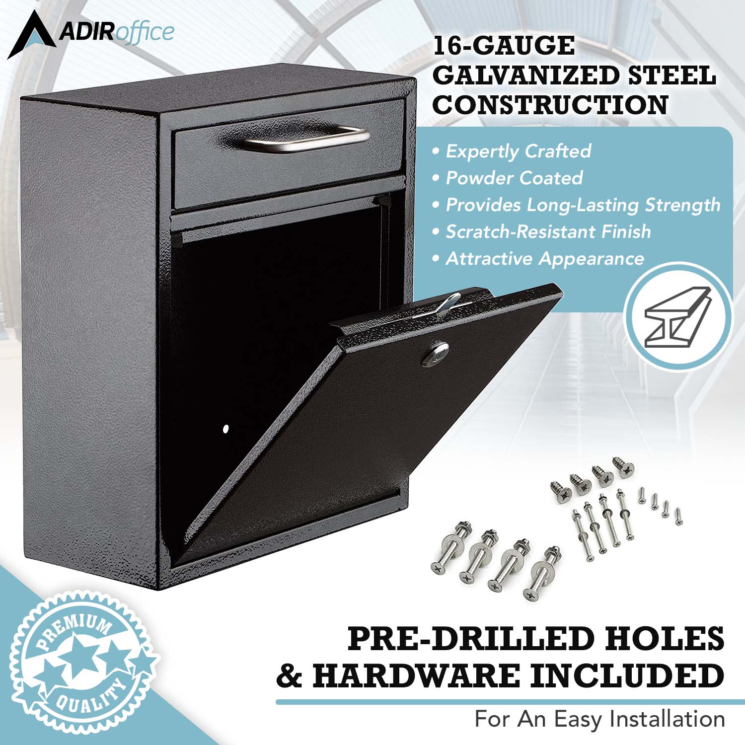 AdirOffice Drop Box Medium Steel Wall Mounted Drop Box Mailbox