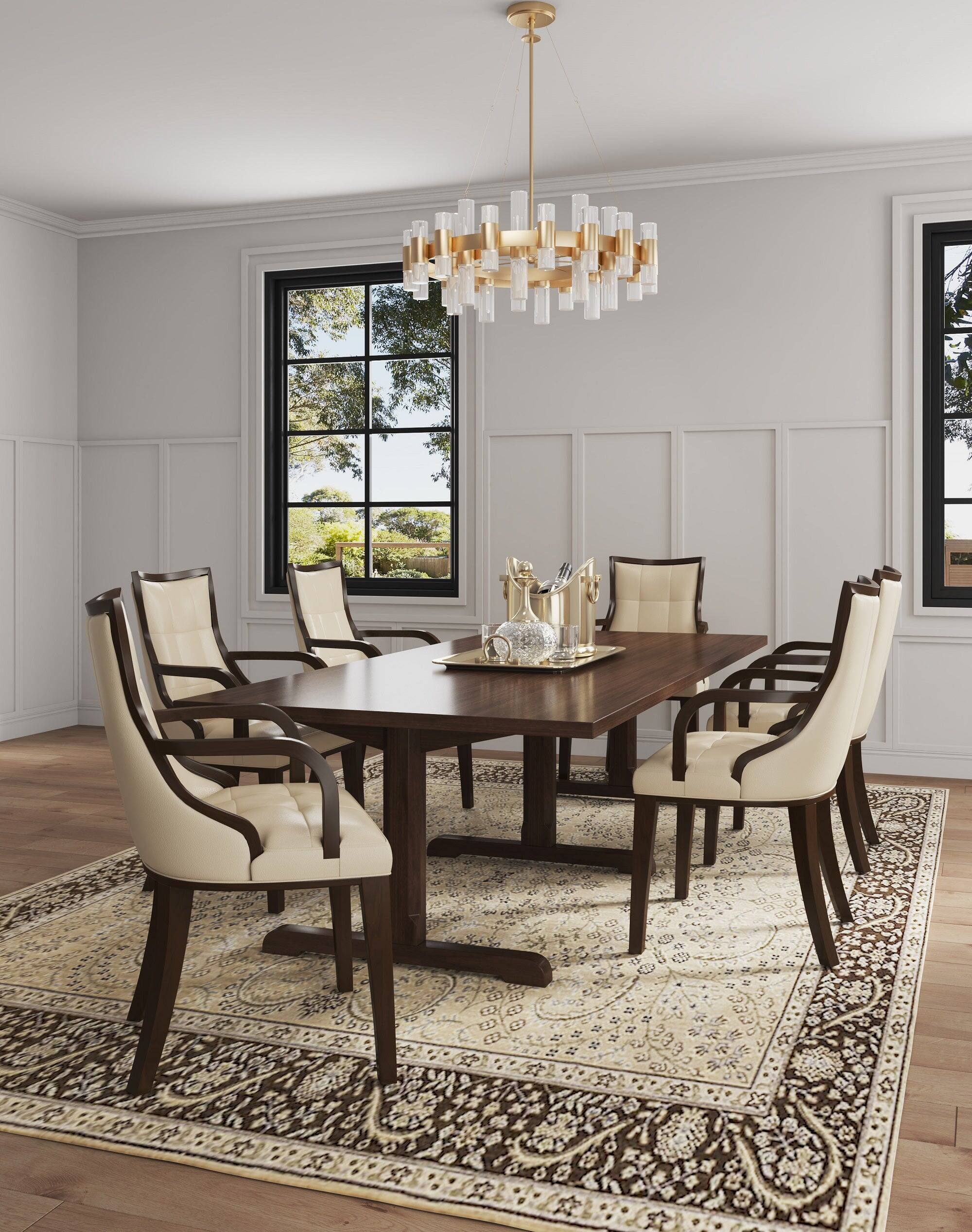 Angle. Manhattan Comfort - Fifth Avenue Traditional Wood Upholstered Dining Chair - Cream.