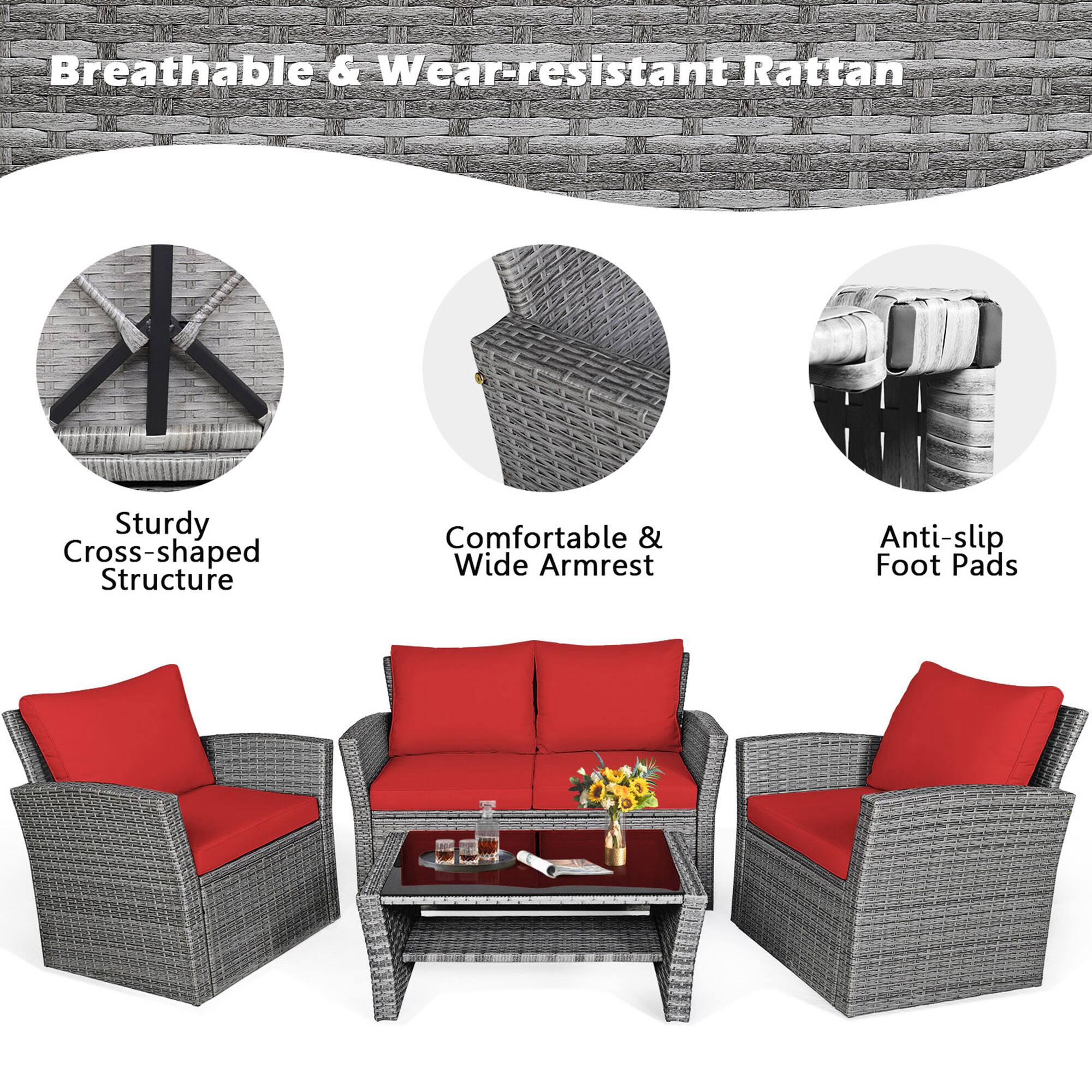 Breathable & Wear-resistant Rattan

- Sturdy Cross-shaped Structure
- Comfortable & Wide Armrest
- Anti-slip Foot Pads