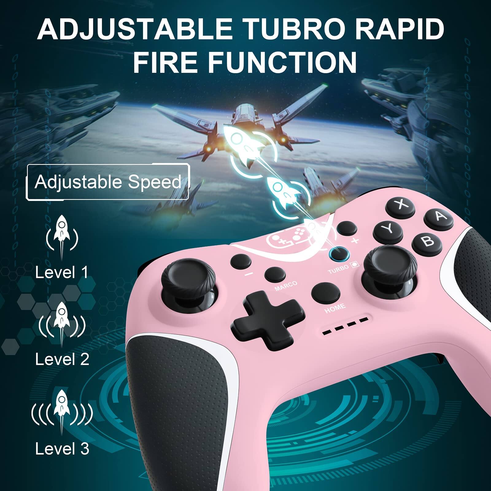 ADJUSTABLE TURBO RAPID FIRE FUNCTION

Adjustable Speed

Level 1
Level 2
Level 3