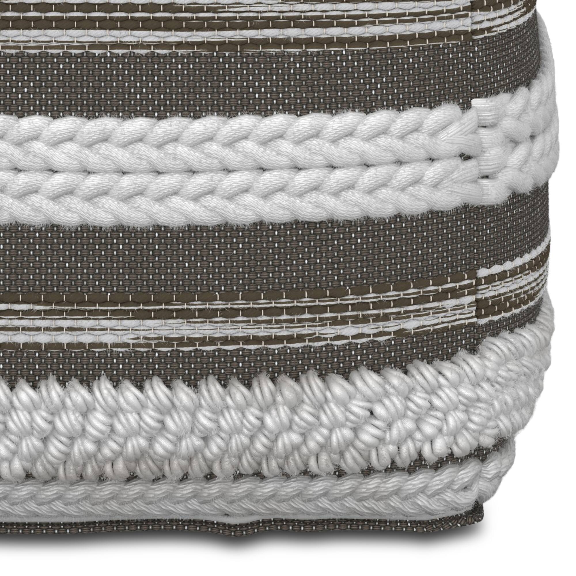 Alt View 3. Simpli Home - Sommer Boho Square Pouf in Natural/Taupe Grey Handloom Woven Pattern - Natural/Taupe Grey.