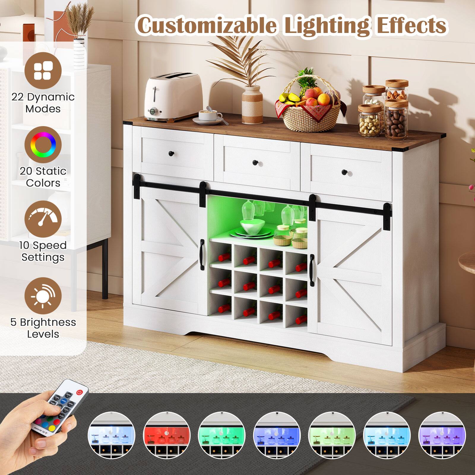 Customizable Lighting Effects  
22 Dynamic Modes  
20 Static Colors  
10 Speed Settings  
5 Brightness Levels