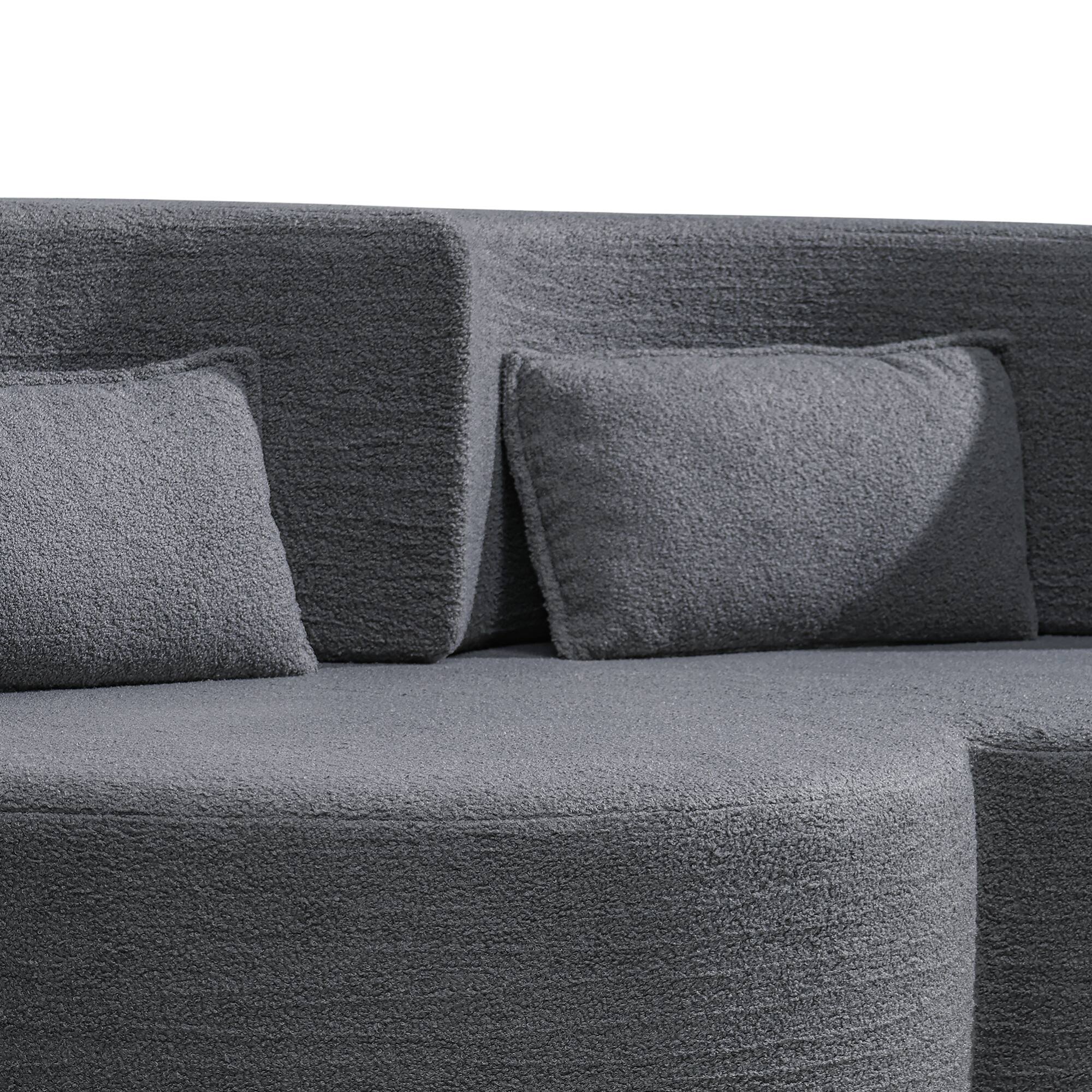 Alt View 10. GOODSILO - Convertible Teddy Fabric Folding Sofa Bed - Multi-Functional Floor Sleeper Futon for Compact Living Spaces - Dark Grey.