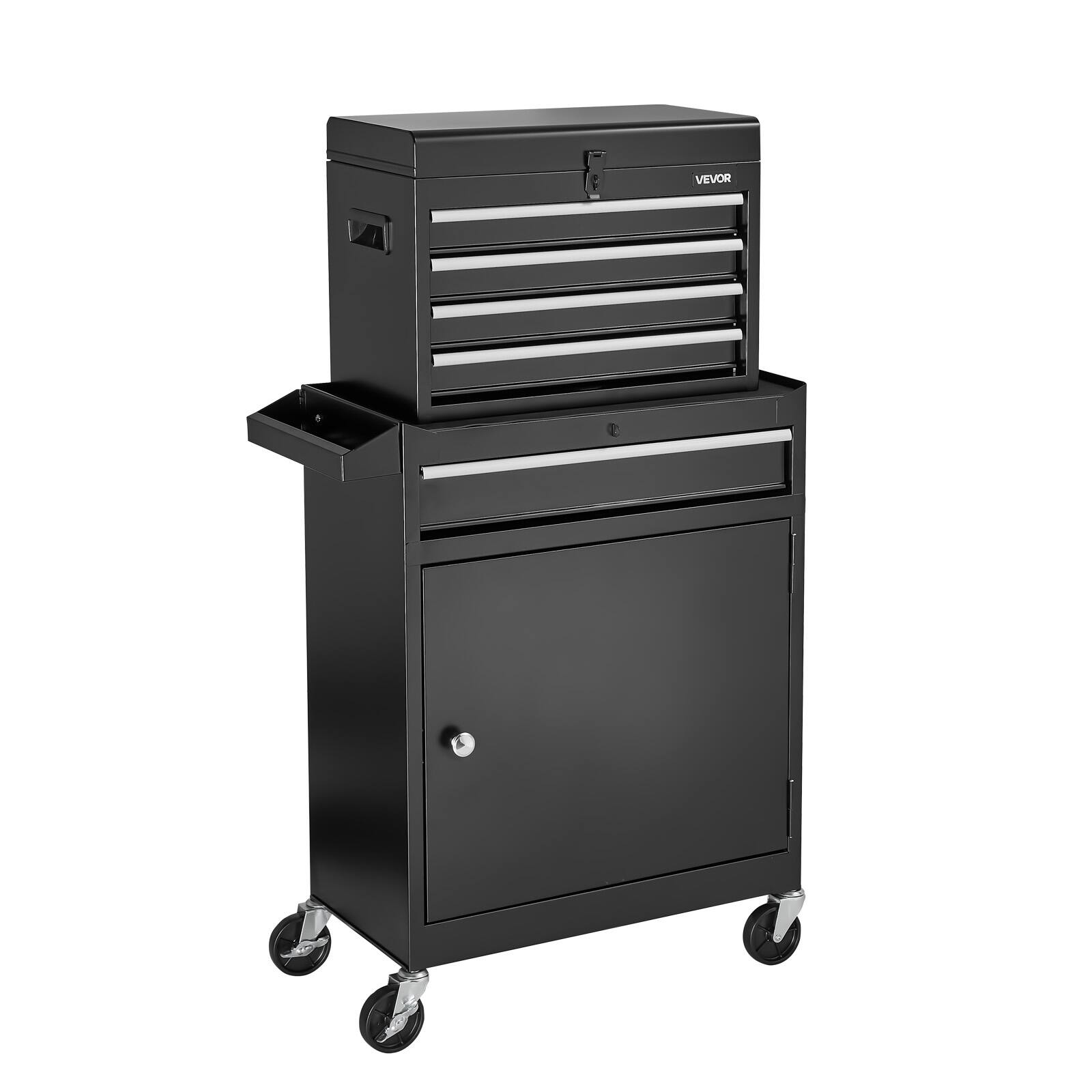 Alt View 5. VEVOR - Rolling Tool Chest with 2-in-1 Design, 5-Drawer Tool Cabinet Organizer Featuring Detachable Top Toolbox, Locking Bar - Black.