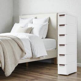 Hivvago - Drawer Storage Cabinet on Wheels for Tight Spaces - 6 Drawer - White