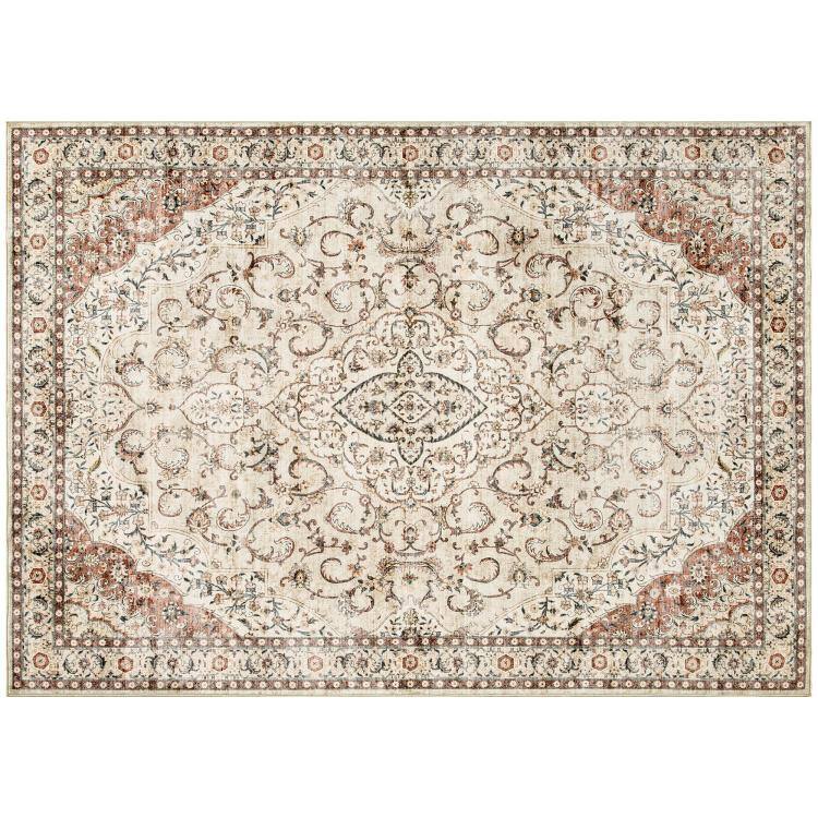 Front. PULUZ - Area Rug 8x10, Machine Washable Rug, Non-Slip Classical Floral Print Floor Carpet for Living Room, Bedroom - Mixed-Brown.