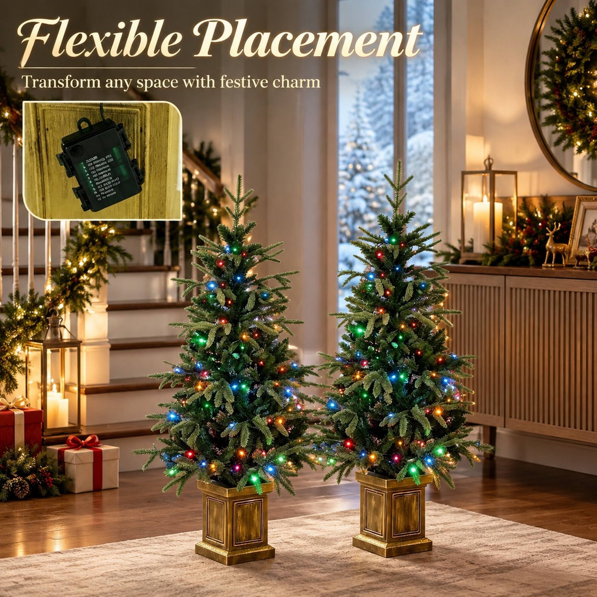 Flexible Placement  
Transform any space with festive charm