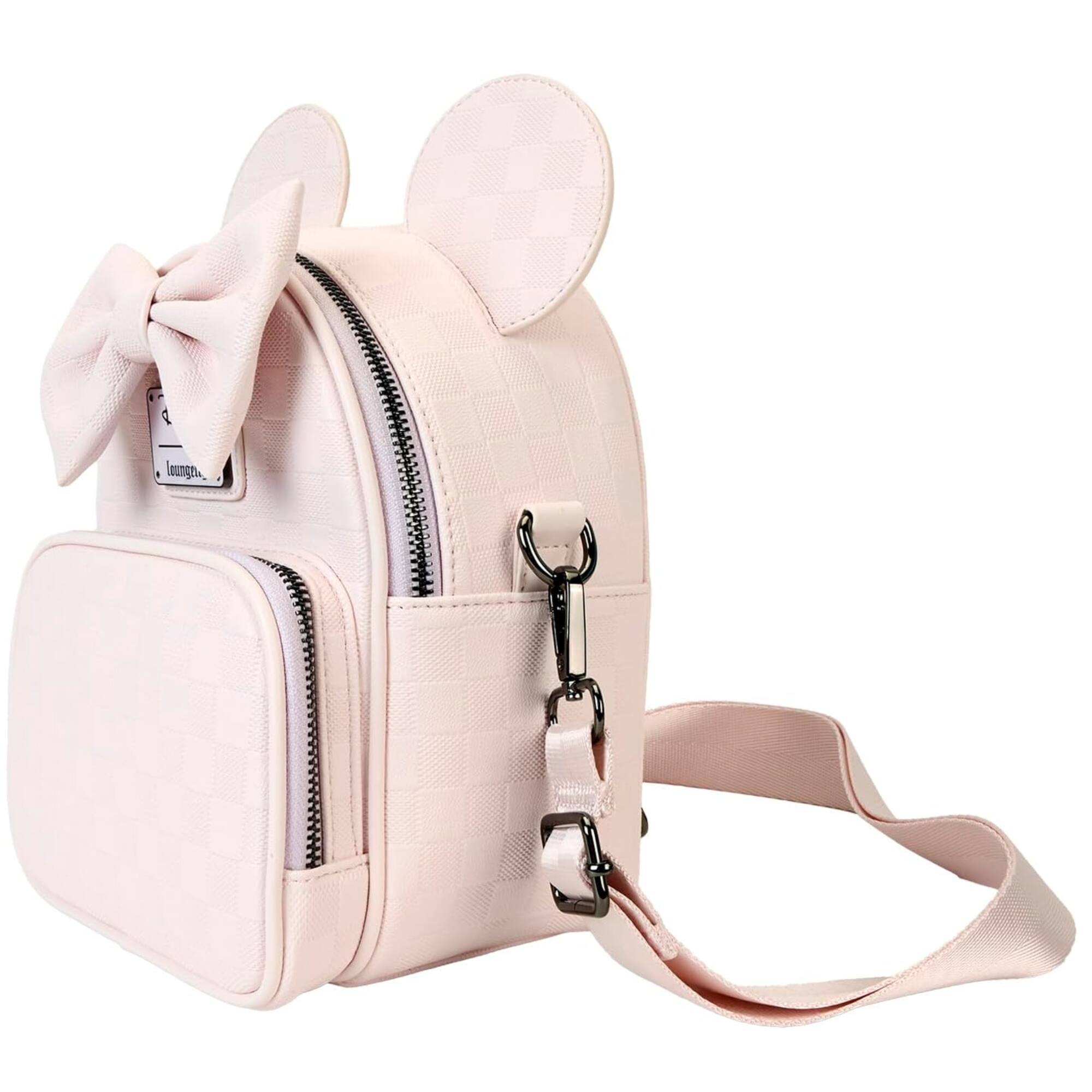 Alt View 1. LoungeFly - Loungefly Minnie Mouse Mini Checkered Texture Backpack Crossbody Bag - Multicolored.