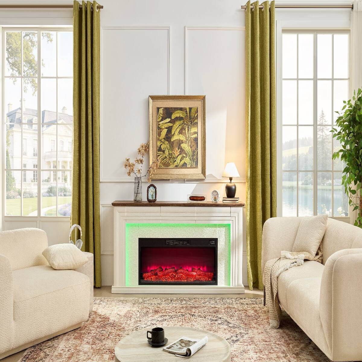 Back. Loheer - Loheer 42 inch electric fireplace insert, recessed in wall fireplace heater, 750W/1500W, Black - Black.
