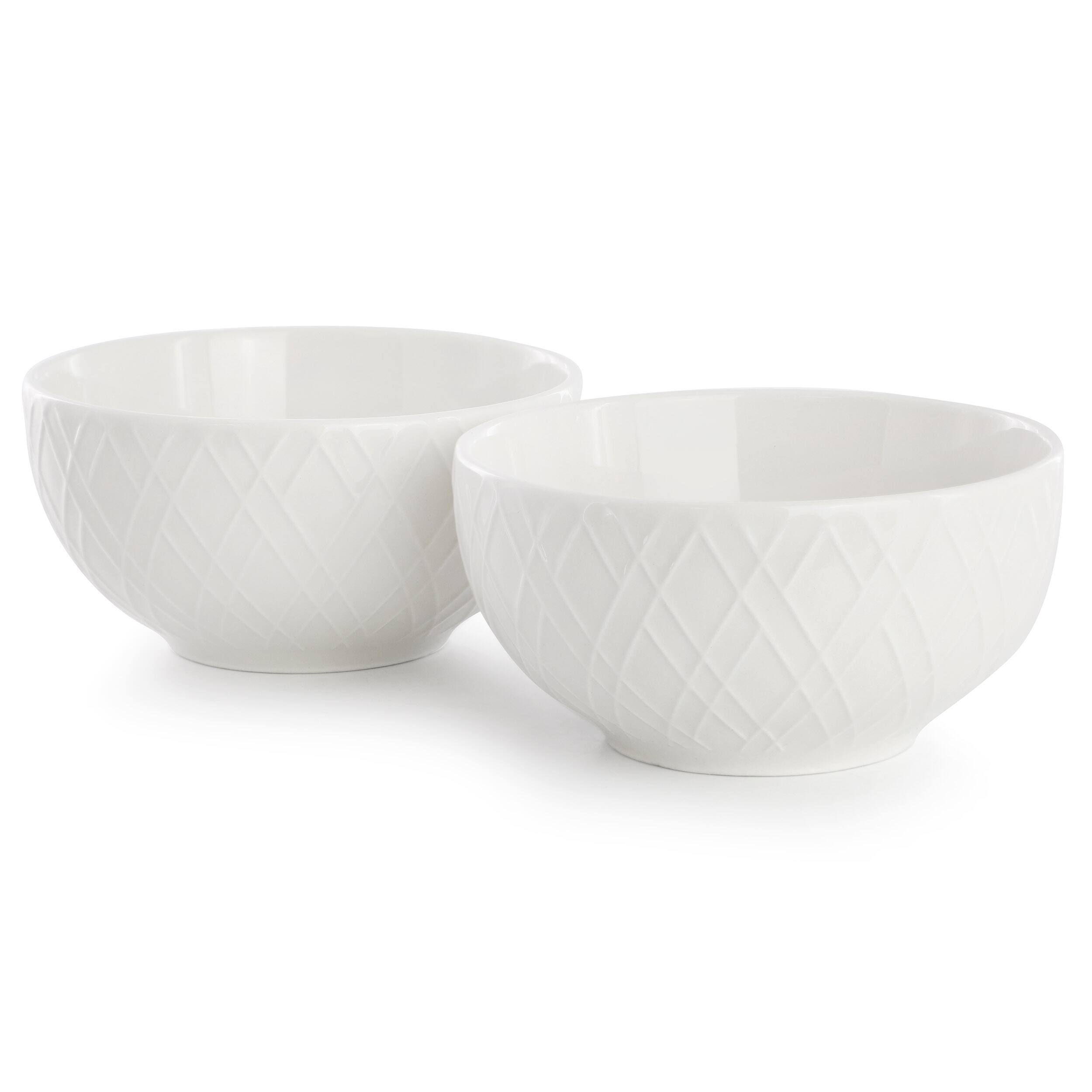 Angle. Gibson - Gibson Home Great Essentials 2 Piece Fine Ceramic 4.5in Fruit Bowl Set in White - White.