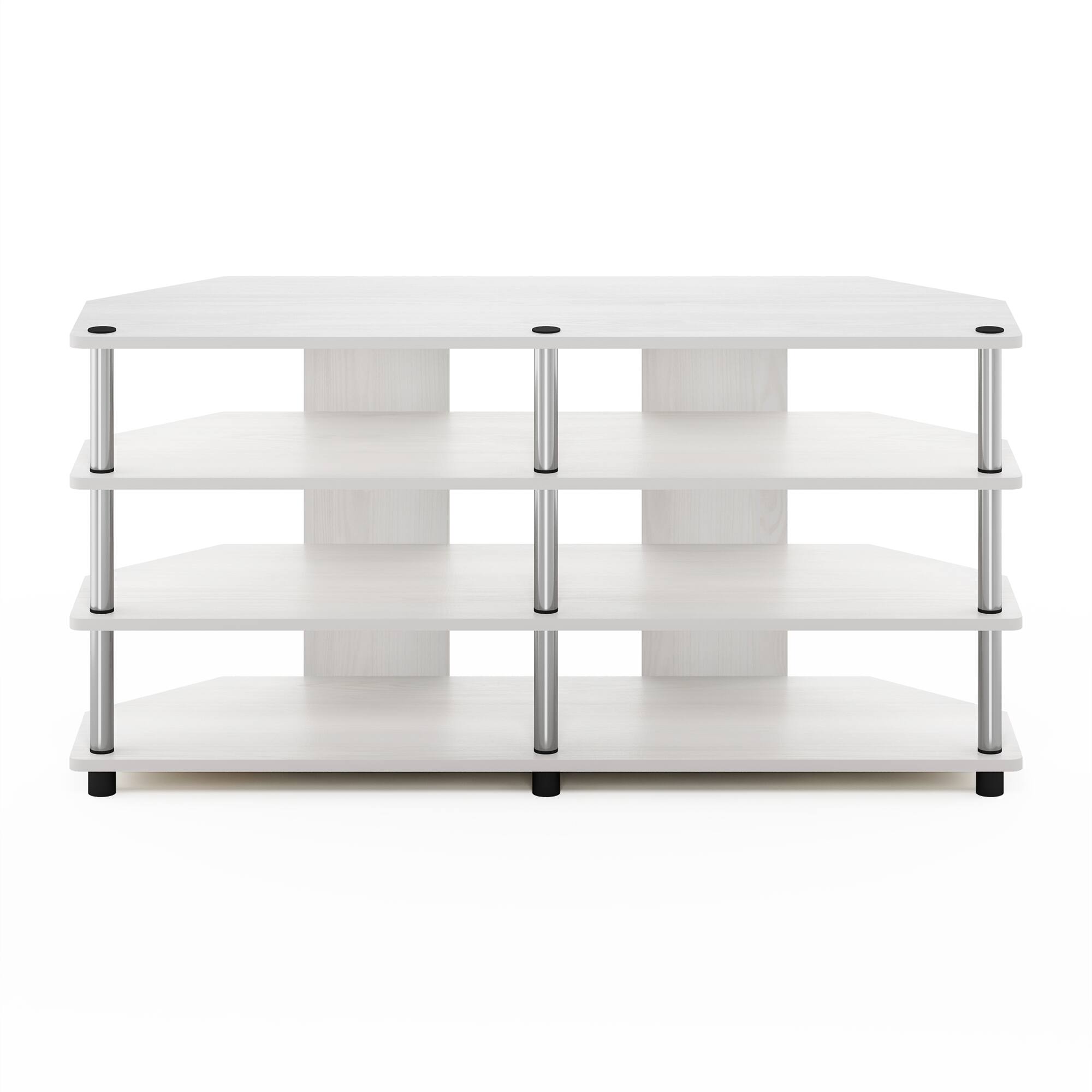 Alt View 2. Furinno - Econ Easy Assembly 4-Tier Corner TV Stand for TV up to 55-Inch - White Oak/Stainless Steel.