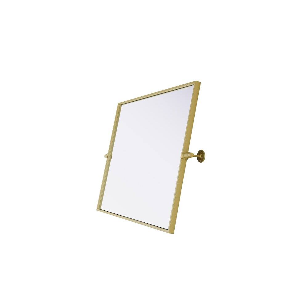 Left. Elegant Kitchen and Bath - Amoura 24X30 Pivot Mirror In Brass - Brass.