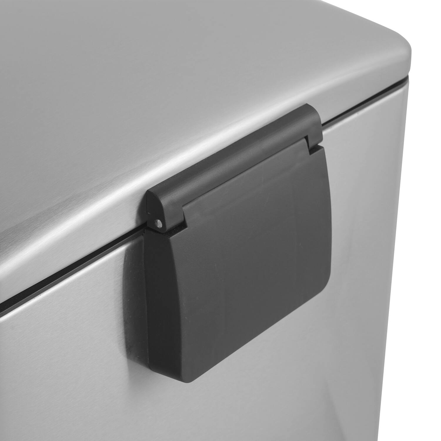 Back. Innovaze - 13 Gal./50 Liter Stainless Steel Rectangular Step-on Trash Can for Kitchen - Sliver.