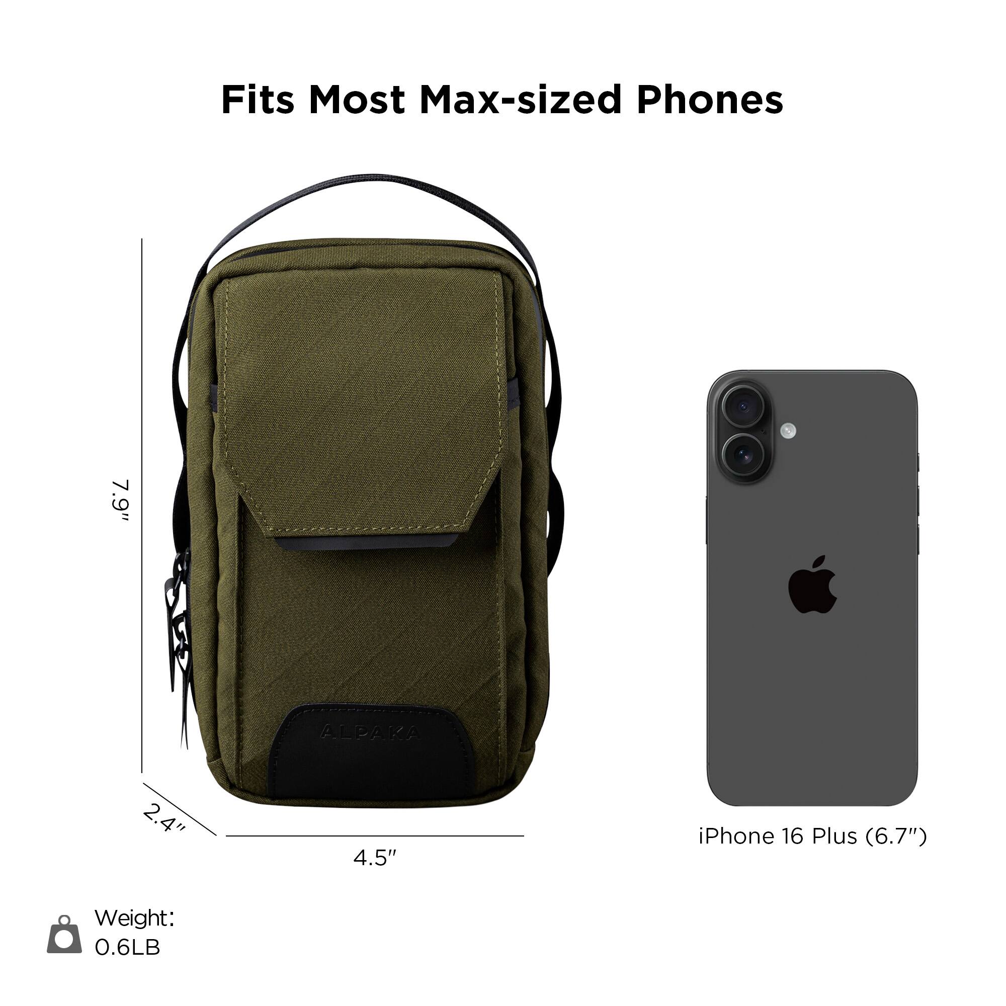 Fits Most Max-sized Phones

7.9" ALPAKA

2.4" 4.5" iPhone 16 Plus (6.7")

Weight: 0.6LB