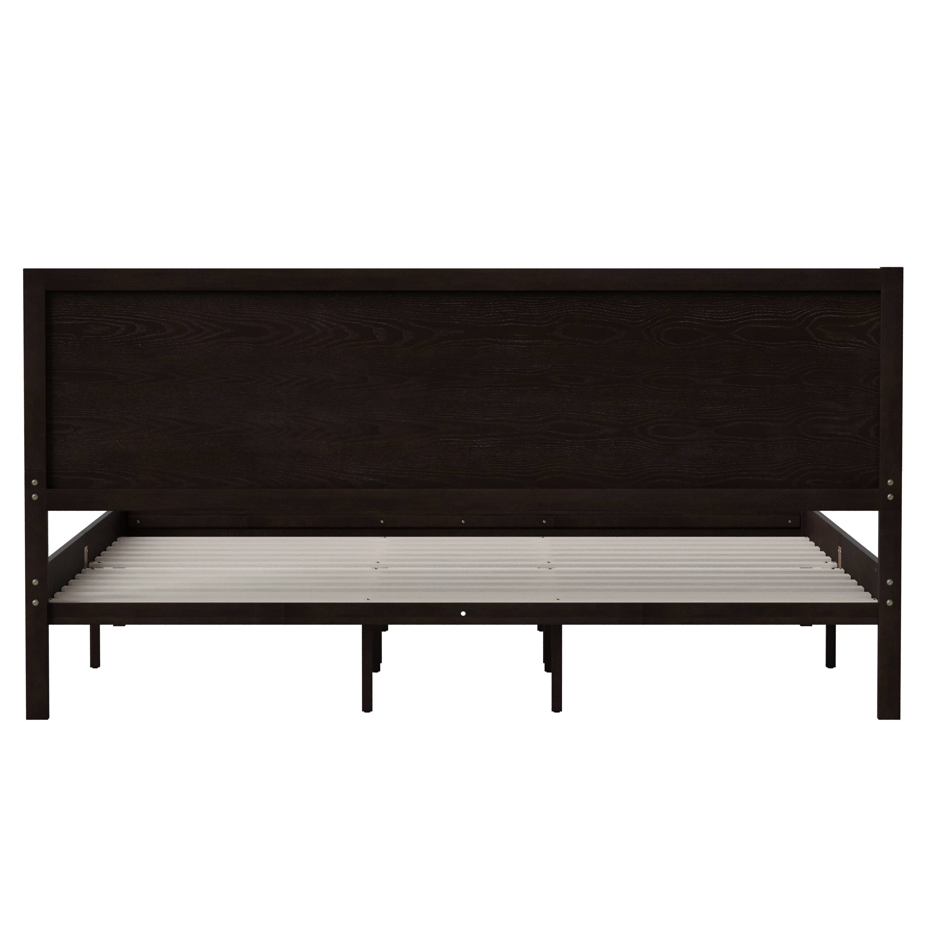 Alt View 7. Emma + Oliver - Ashton Classic Wooden Platform Bed with Headboard - Dark Brown.