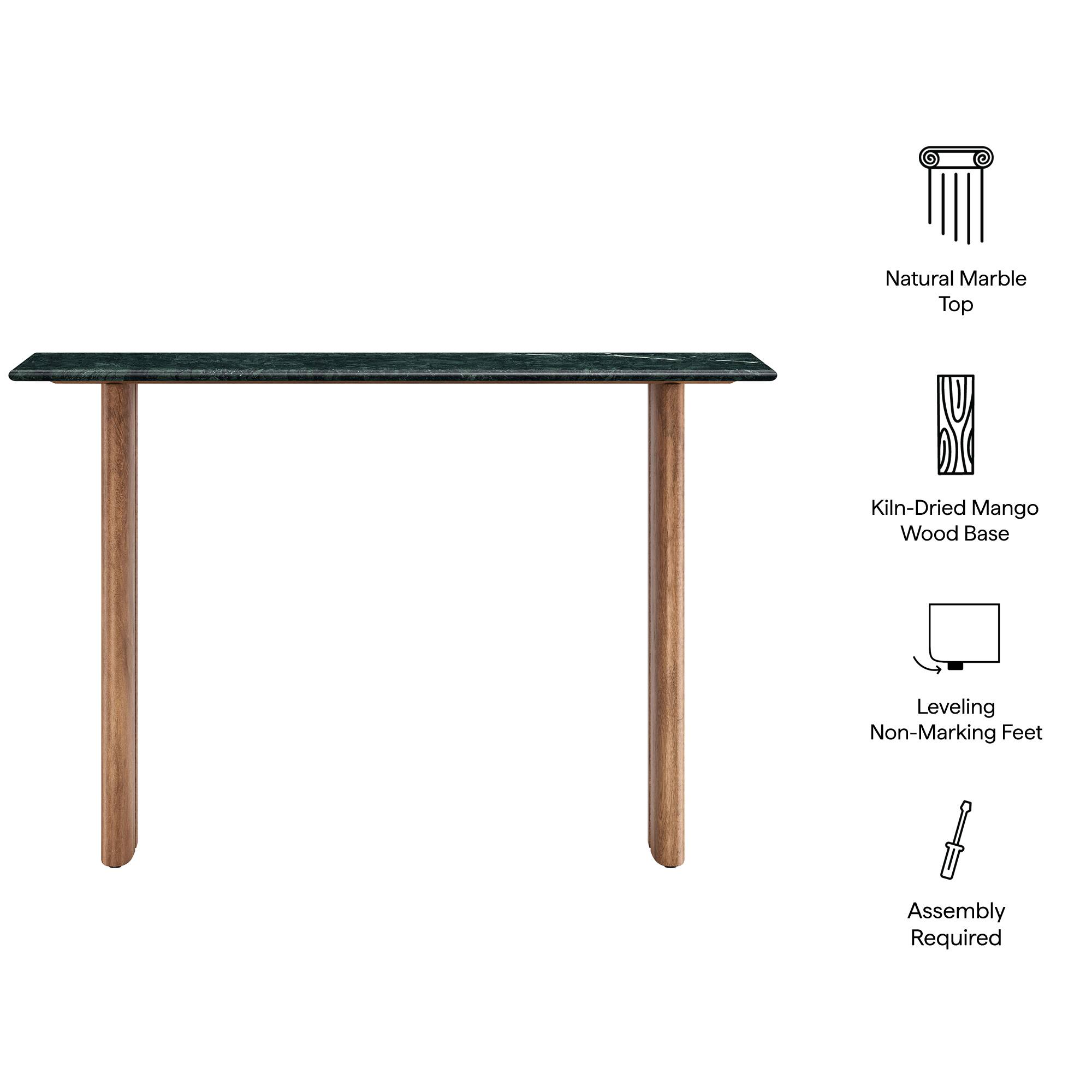 Natural Marble Top  
Kiln-Dried Mango Wood Base  
Leveling Non-Marking Feet  
Assembly Required