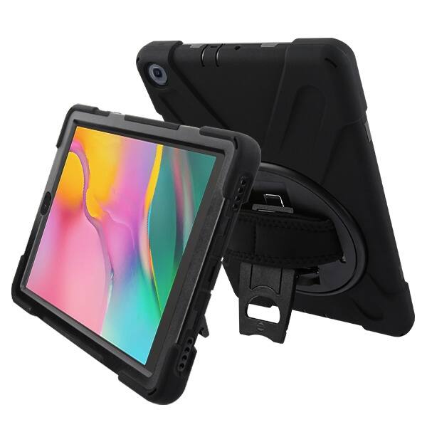 Alt View 1. Mybat - MyBat Rotatable Stand Protector Cover with Wristband for Samsung T510 Galaxy Tab A 10.1 (2019) - Black - Black.