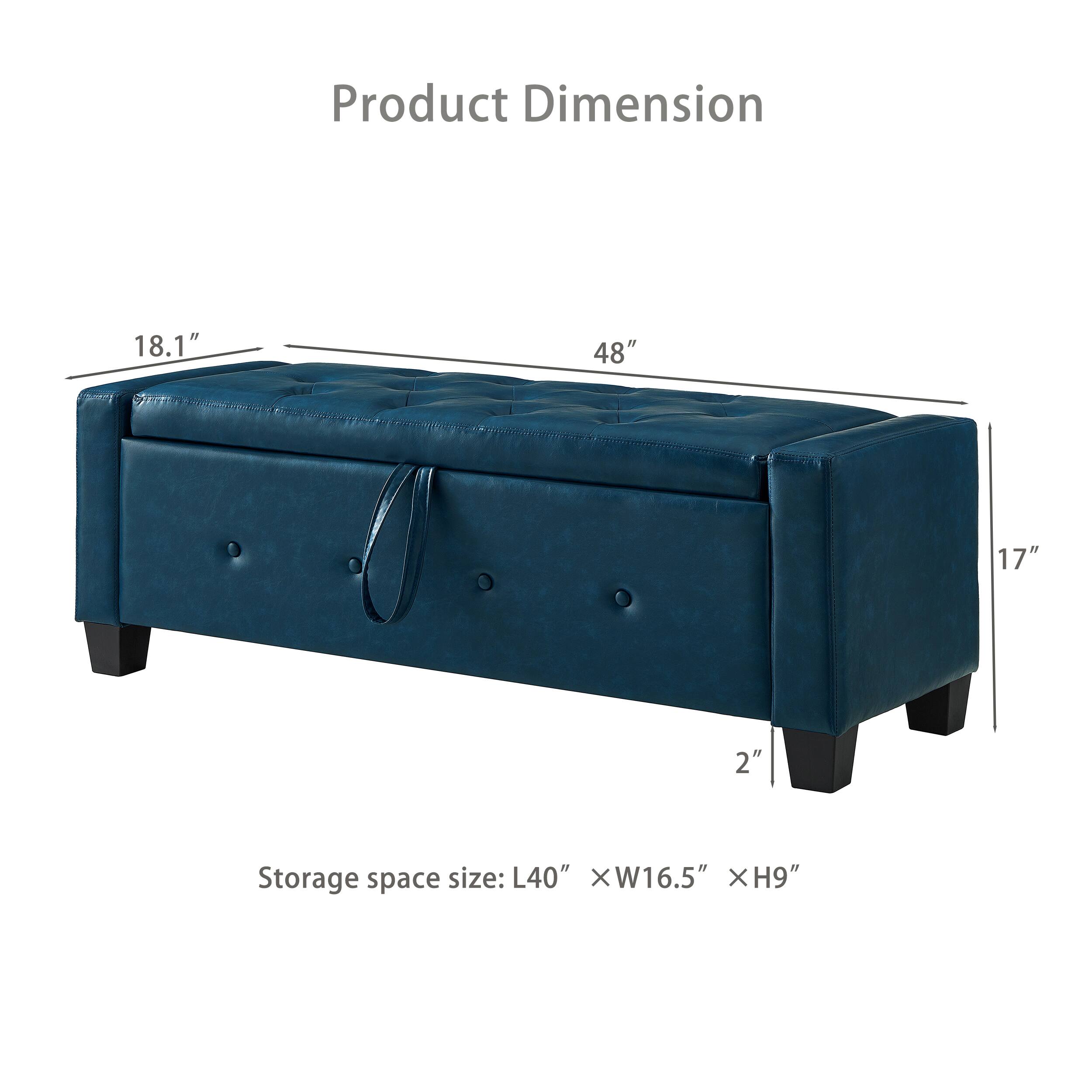 Product Dimension  
18.1" x 48" x 17" x 2"  

Storage space size: L40" x W16.5" x H9"