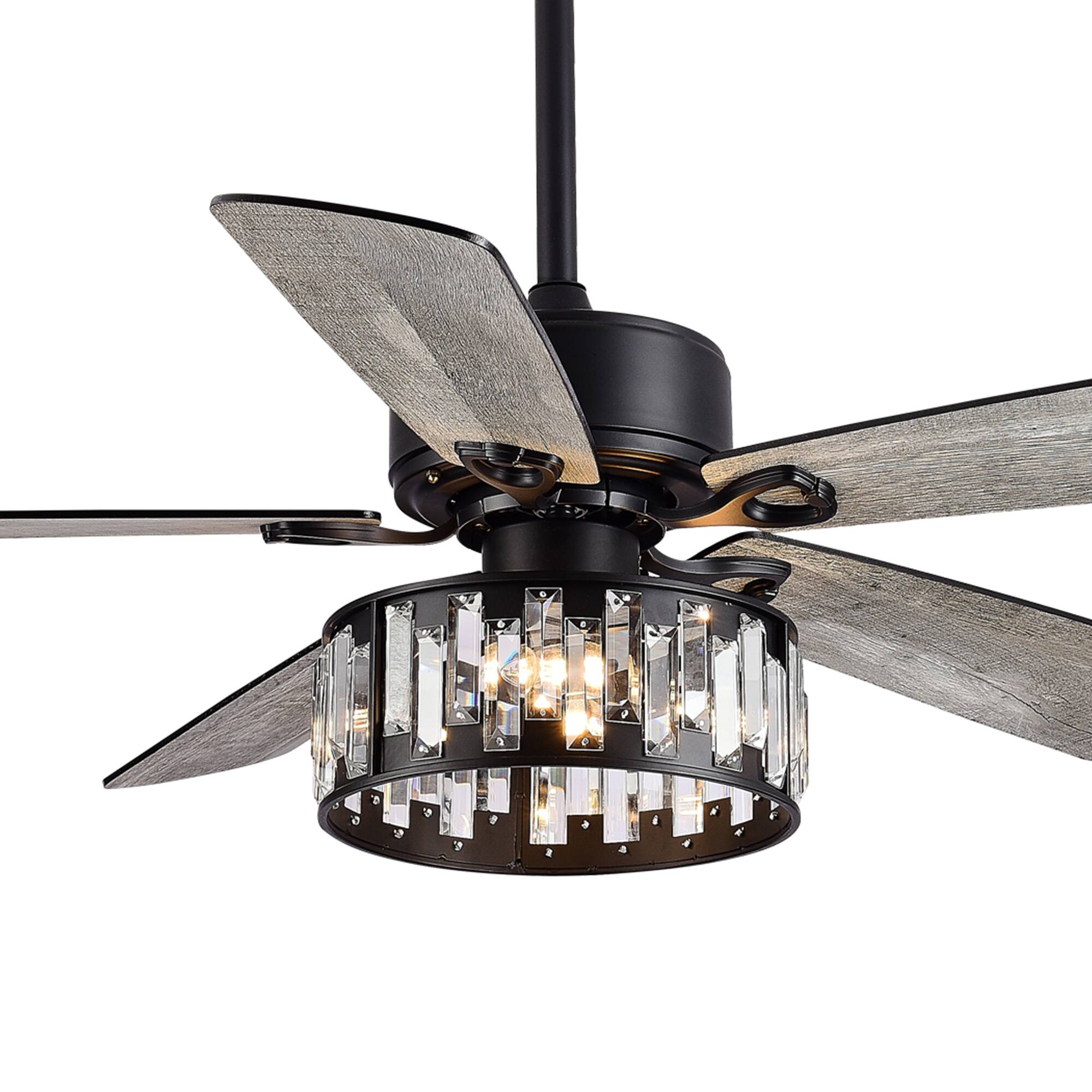 Left. Breezary - 52-In Modern Ceiling Fan with 5 Plywood Blades, DC Motor, 5''/10'' Downrods, 6-Speed Remote Control & Timer - Matte Black.
