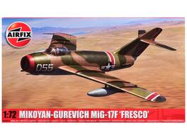 Airfix - Level 2 Model Kit Mikoyan-Gurevich MiG-17F Fresco Fighter Aircraft with 2 Scheme Options 1/72 Plastic Model Kit - Multi