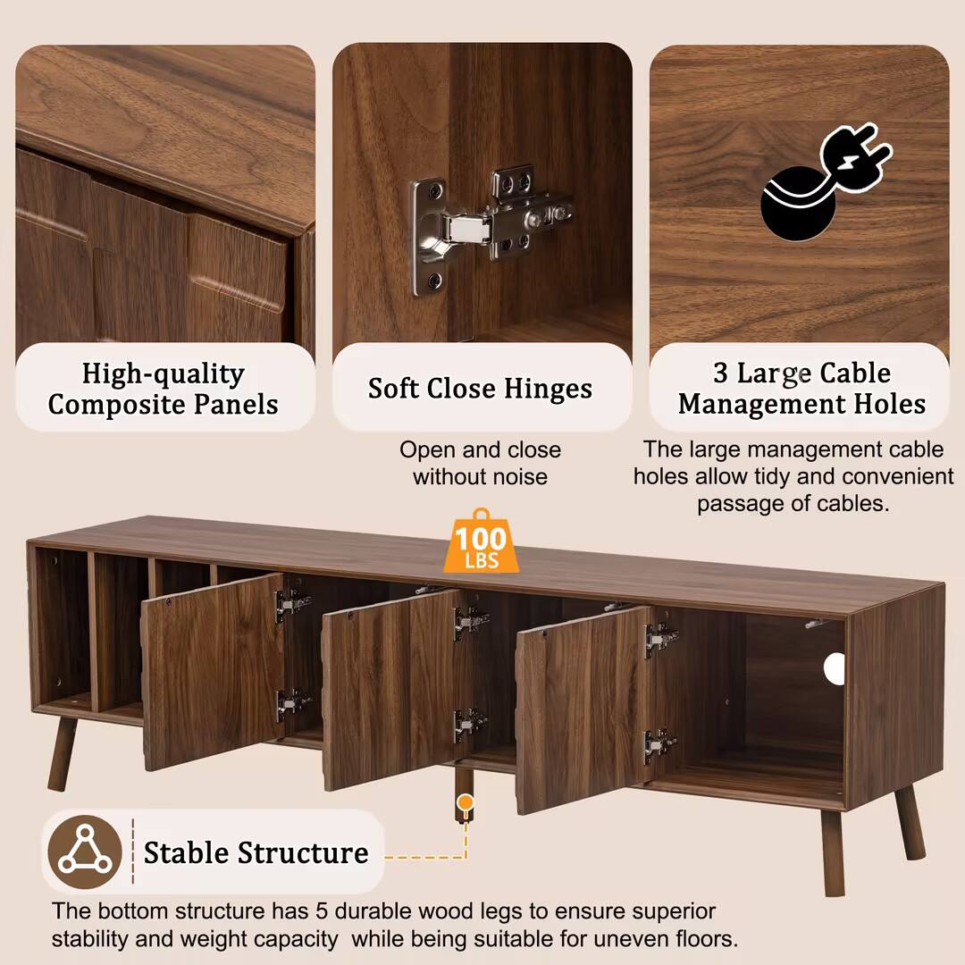 High-quality Composite Panels

Soft Close Hinges
Open and close without noise

3 Large Cable Management Holes
The large management cable holes allow tidy and convenient passage of cables.

100 LBS Stable Structure
The bottom structure has 5 durable wood legs to ensure superior stability and weight capacity while being suitable for uneven floors.