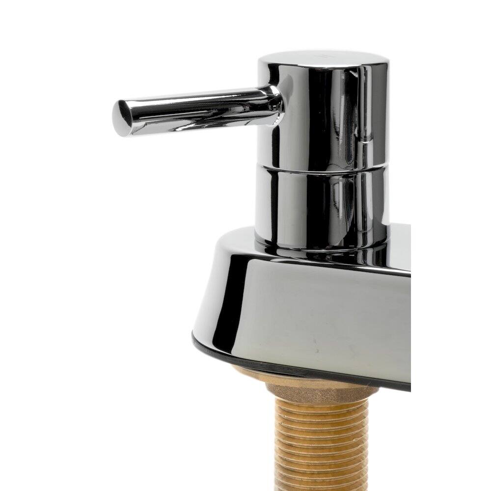Left. Alfi - Polished Chrome Two-Handle 4'' Centerset Bathroom Faucet - Silver.