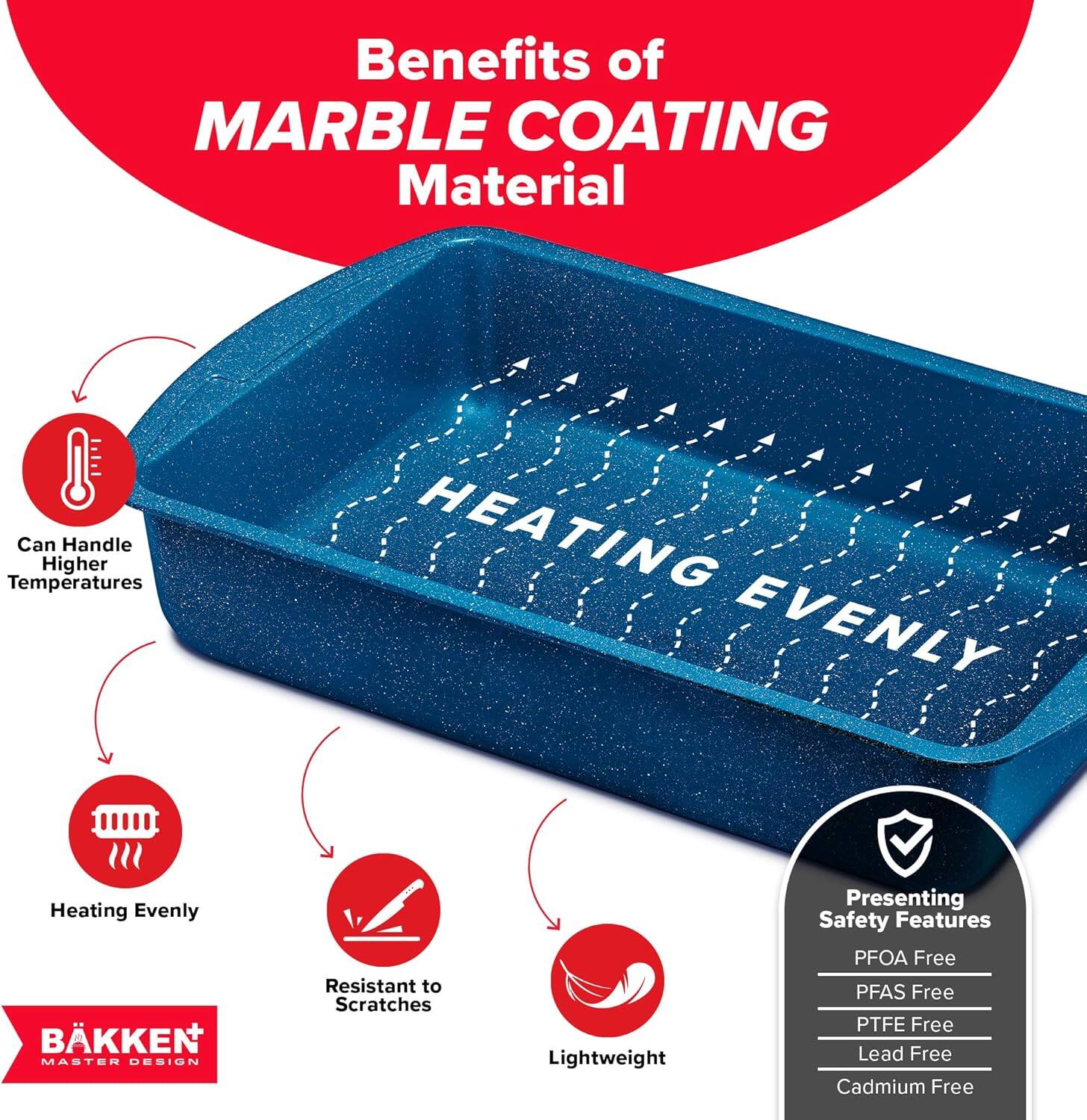 Benefits of MARBLE COATING Material

Can Handle Higher Temperatures
Heating Evenly
Resistant to Scratches
Lightweight
Presenting Safety Features
PFOA Free
PFAS Free
PTFE Free
Lead Free
Cadmium Free