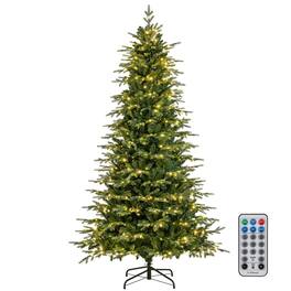 Costway - 9 FT Artificial Christmas Tree with 1770 Branch Tips 560 LED Lights 3 Timers Remote - Green