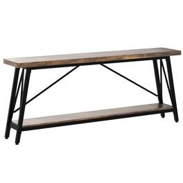 Hivvago - Sturdy 70-inch Industrial Brown Wood Top Console Table with Metal Frame - Black, Brown