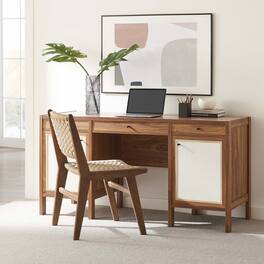Capri 58" Wood Grain Office Desk by Modway - Walnut