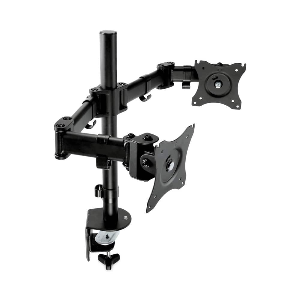 3M - 360 Degree Rotation +45 Degree/-45 Degree Tilt 90 Degree Pan Dual Monitor Mount For 27 in. Monitors Supports 20 lbs - Black