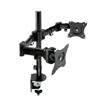 Front. 3M - 360 Degree Rotation +45 Degree/-45 Degree Tilt 90 Degree Pan Dual Monitor Mount For 27 in. Monitors Supports 20 lbs. - Black.