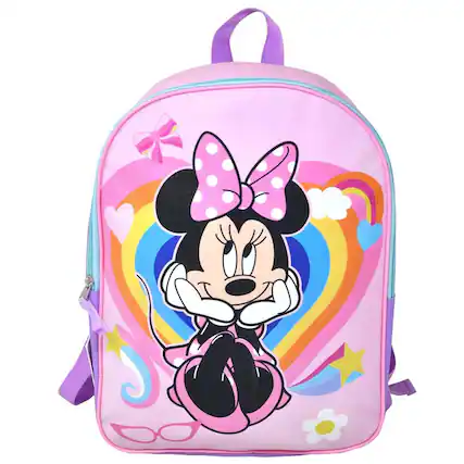 Front. Disney - Disney Pink Minnie Mouse 16" School Backpack For Girls - Assorted Pre-Pack.