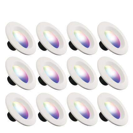 Front. Energizer - 12-Pack Smart Wi-Fi Multi-Color LED Light Recessed Downlight, 6 inch 85W BR30 E26, 1100 Lumens - Multicolor.