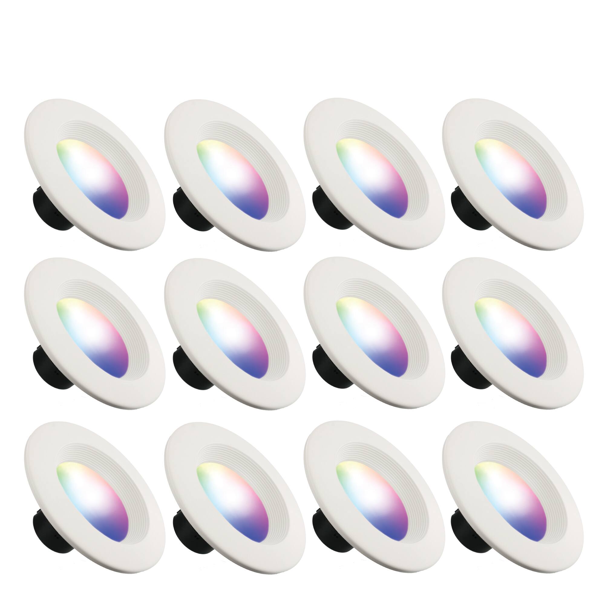 Front. Energizer - 12-Pack Smart Wi-Fi Multi-Color LED Light Recessed Downlight, 6 inch 85W BR30 E26, 1100 Lumens - Multicolor.