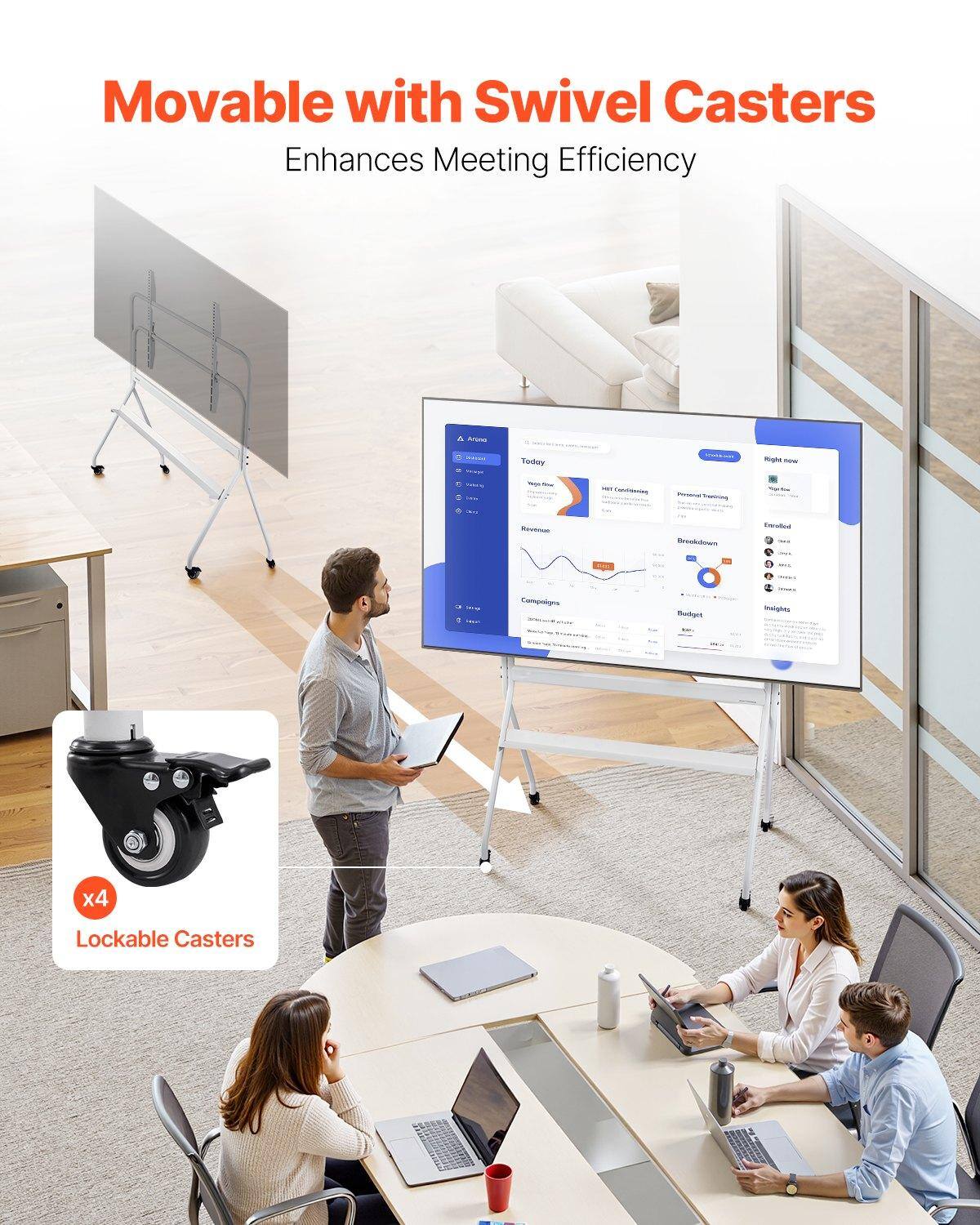 Movable with Swivel Casters  
Enhances Meeting Efficiency  

x4 Lockable Casters