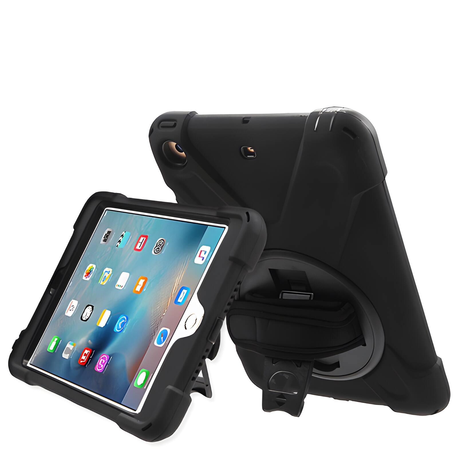 Alt View 1. Mybat - MyBat Rotatable Stand Protector Cover with Wristband for Apple iPad mini / iPad mini 2 / iPad mini 3- Black - Black.