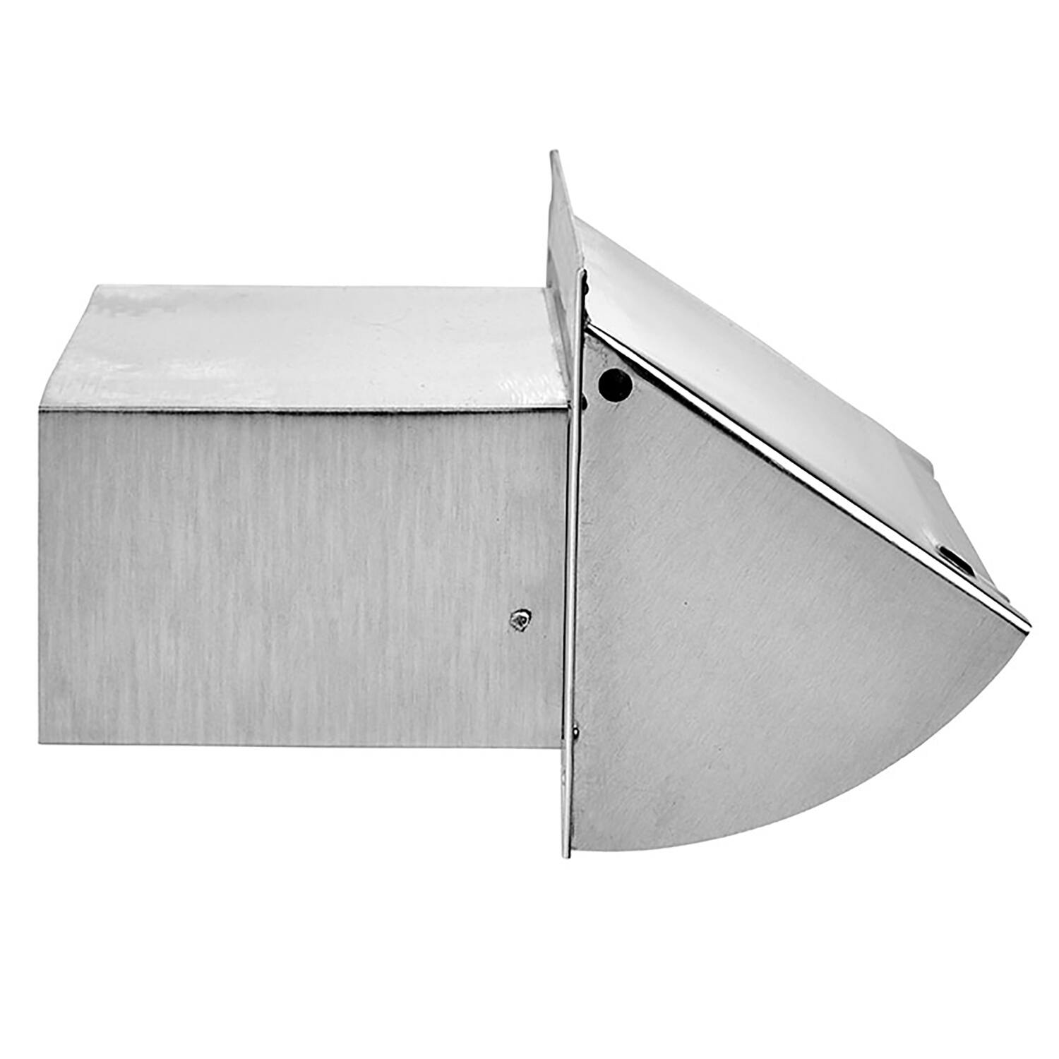 Left. Lambro - 3.25" x 10" 22-Gauge Aluminum Wall Exhaust Hood Vent, Spring Gasketed Damper, 5" Tail, Model 1060.