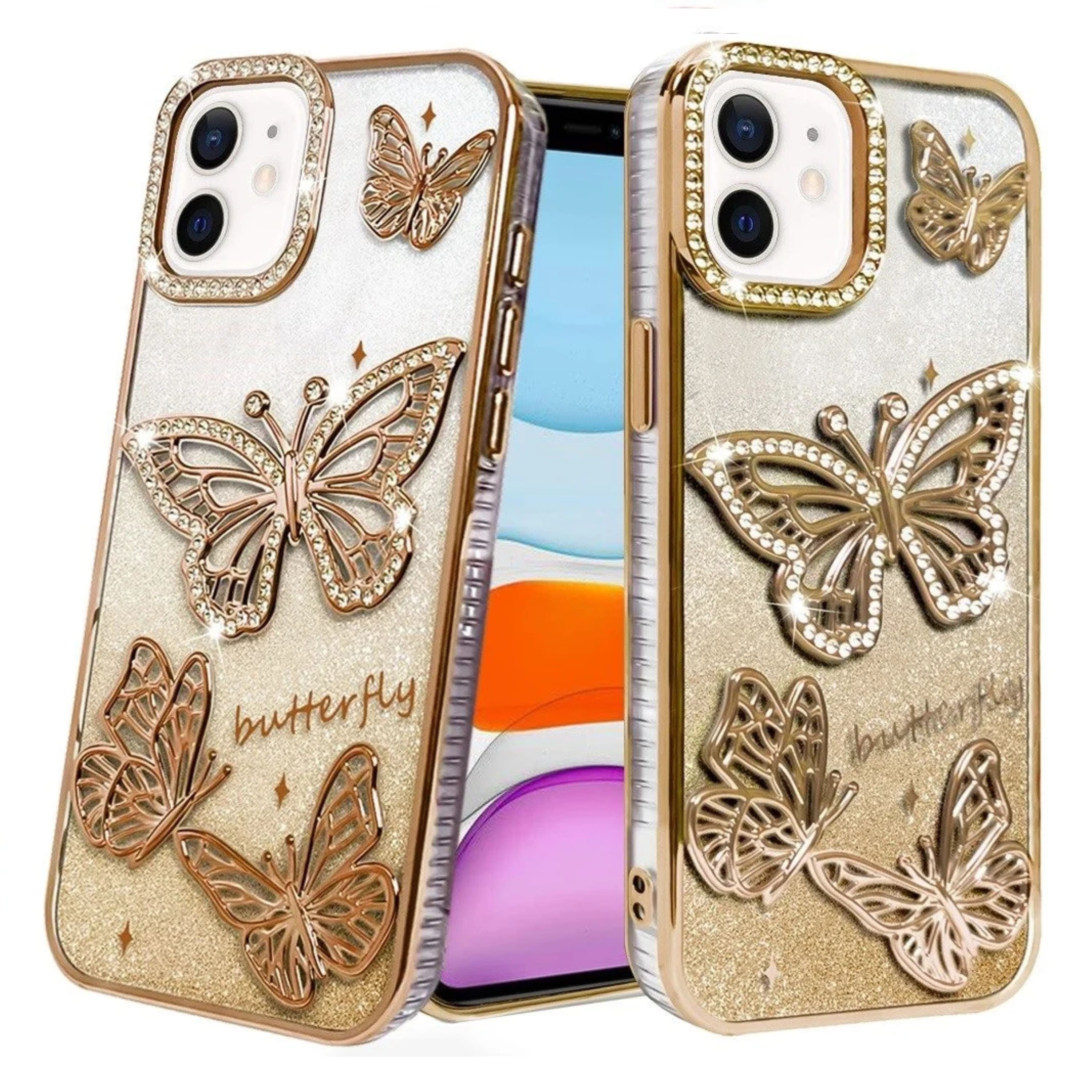 Kitcheniva - Bling Butterflies 3D Glitter Case With Tempered Glass For iPhone 11 6.1 Inch - Gold price history on PriceWatchPro