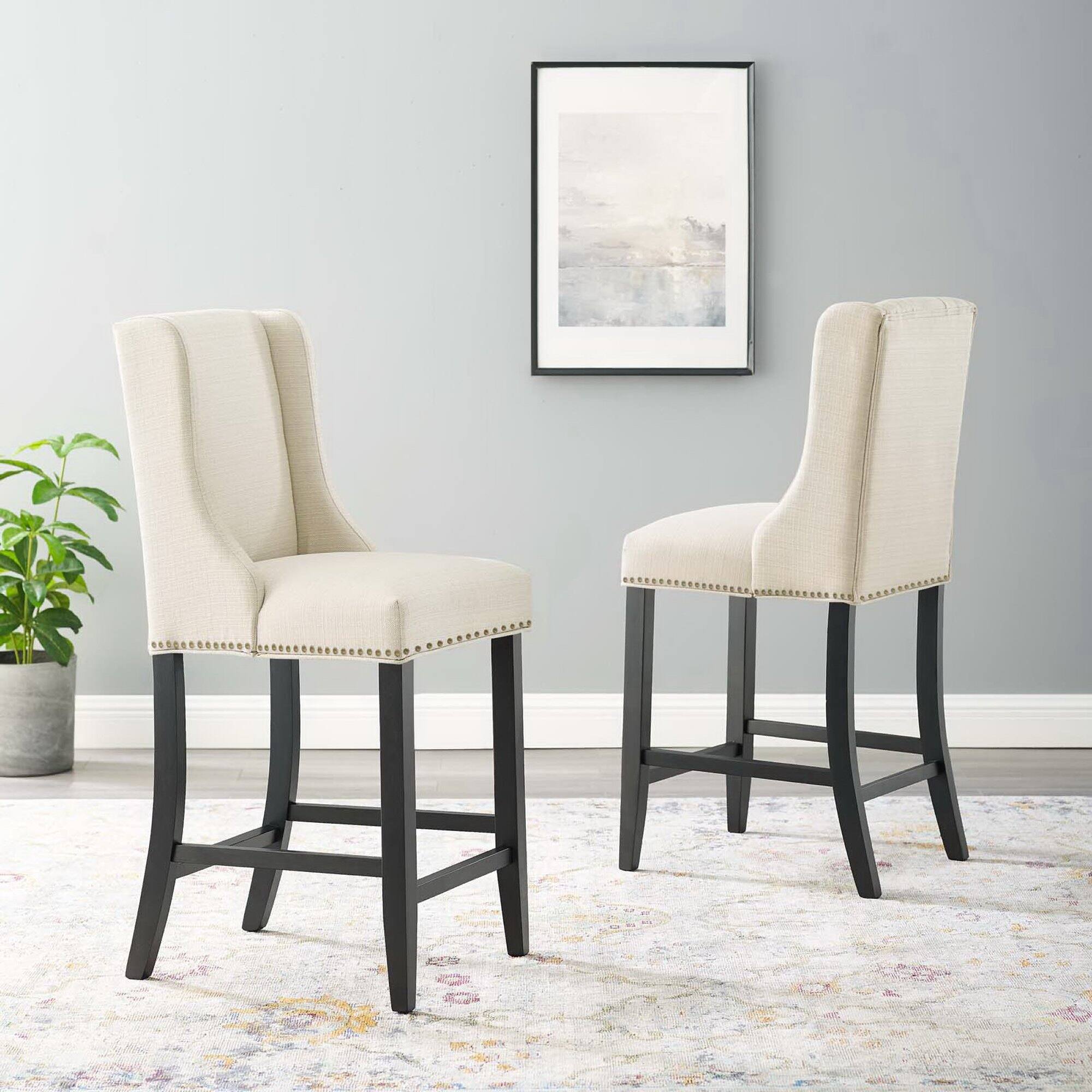 Alt View 3. Modway - Baron Upholstered Fabric Counter Stool Set of 2 by Modway - Brown.
