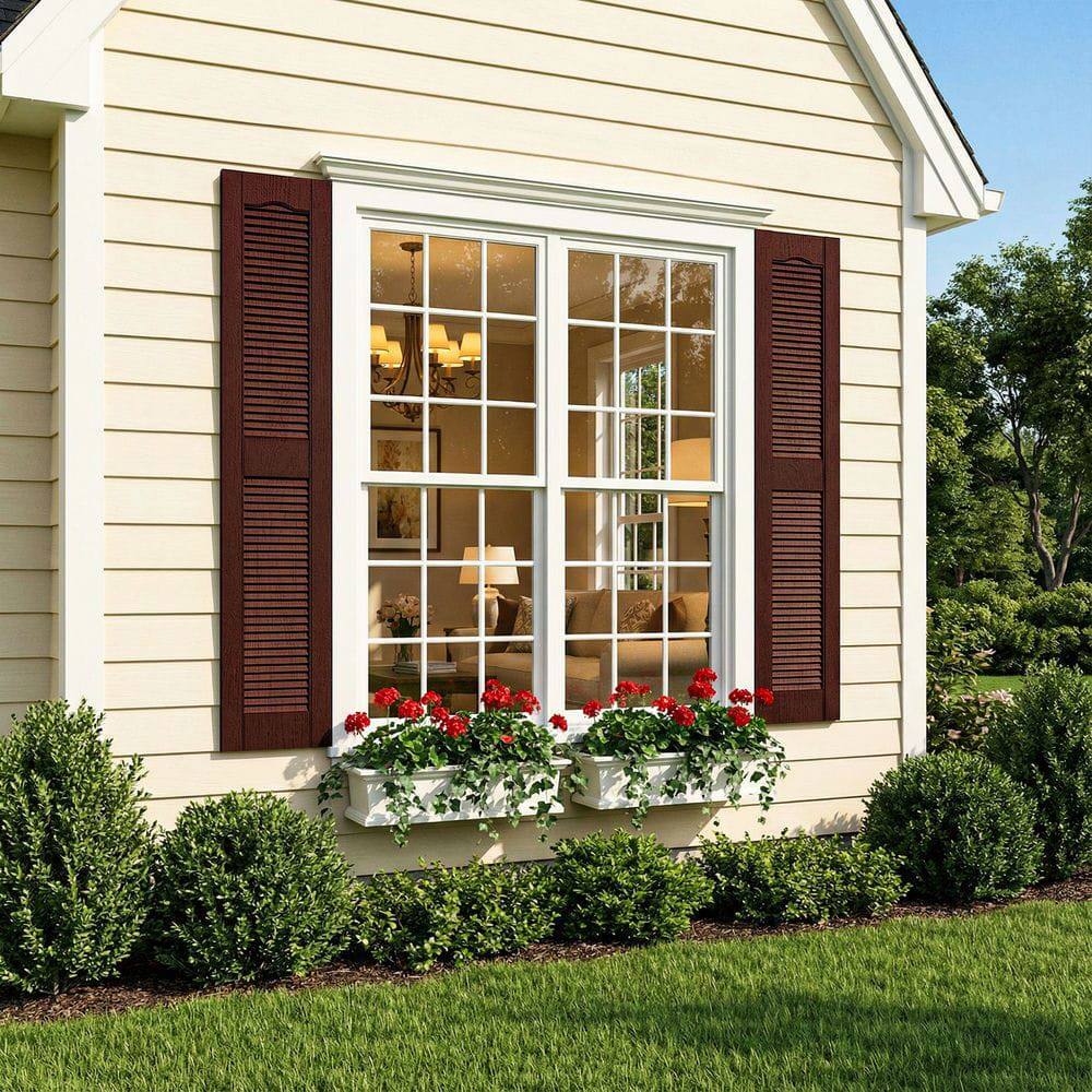 Alt View 5. Kadyn - Decorative Faux Shutters, Sturdy, Hassle-Free Design for Indoor & Outdoor Use, 14"x63", Red - Red.