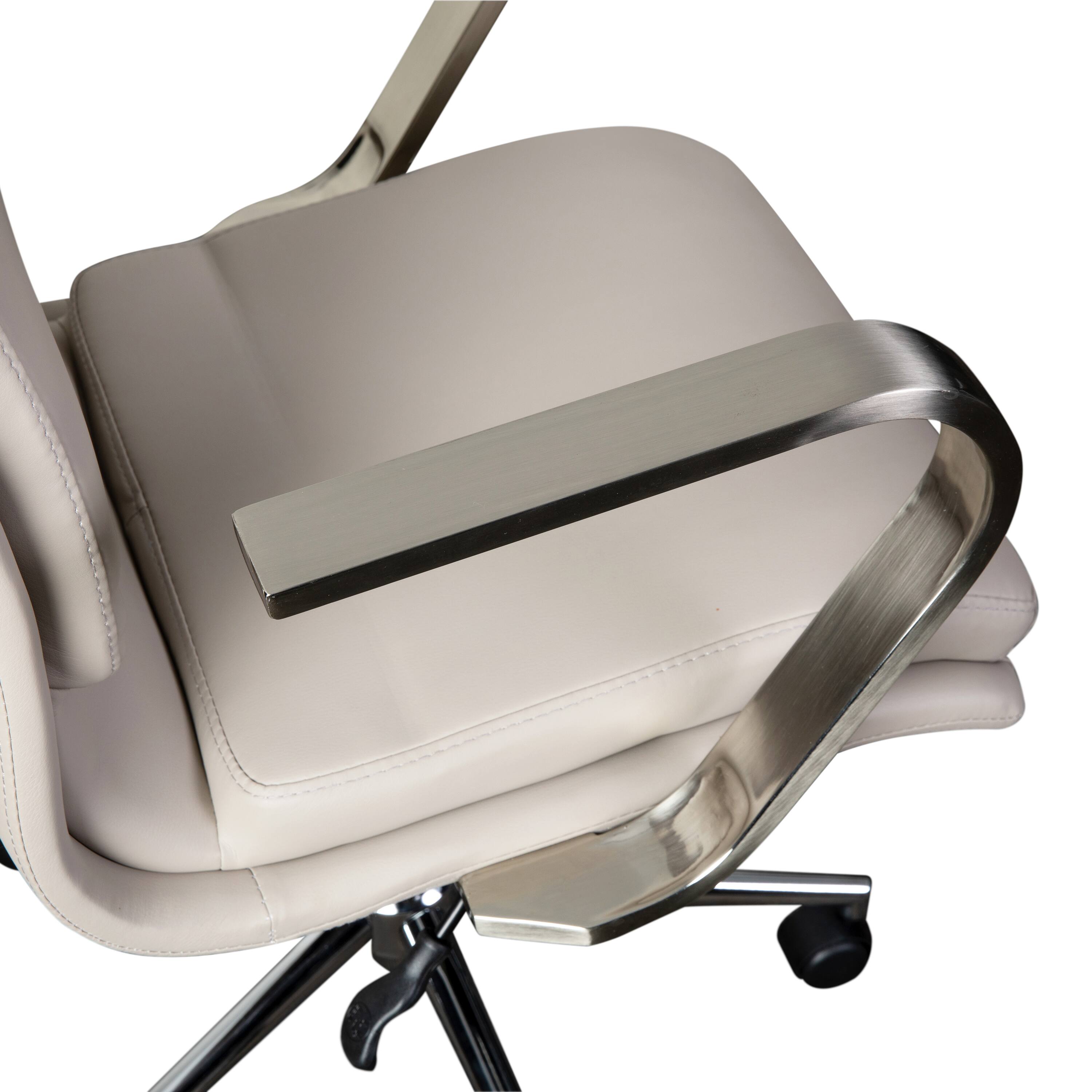 Alt View 10. Emma + Oliver - Ziva Modern Upholstered Mid-Back Home Office Chair with Arms and 5 Star Base - Taupe LeatherSoft/Chrome Frame.