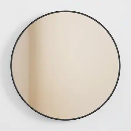 Front. AOITUN - Elegant Wall-Mounted Mirrors for Bathrooms - Round Black Frame Mirror 20 Inch.