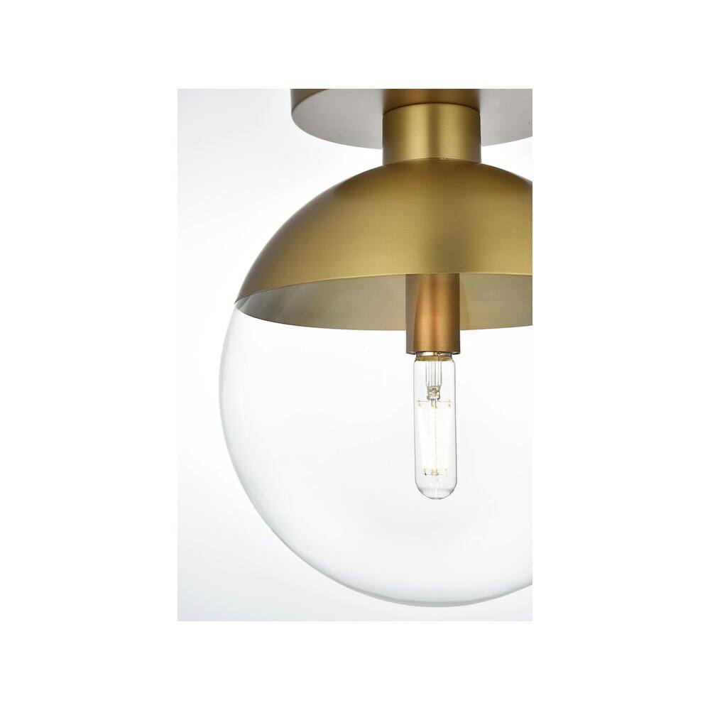 Alt View 3. Living District - Eclipse 12 Inch Flush Mount Ceiling Light Clear Shade in Chrome - Satin Gold And Clear.