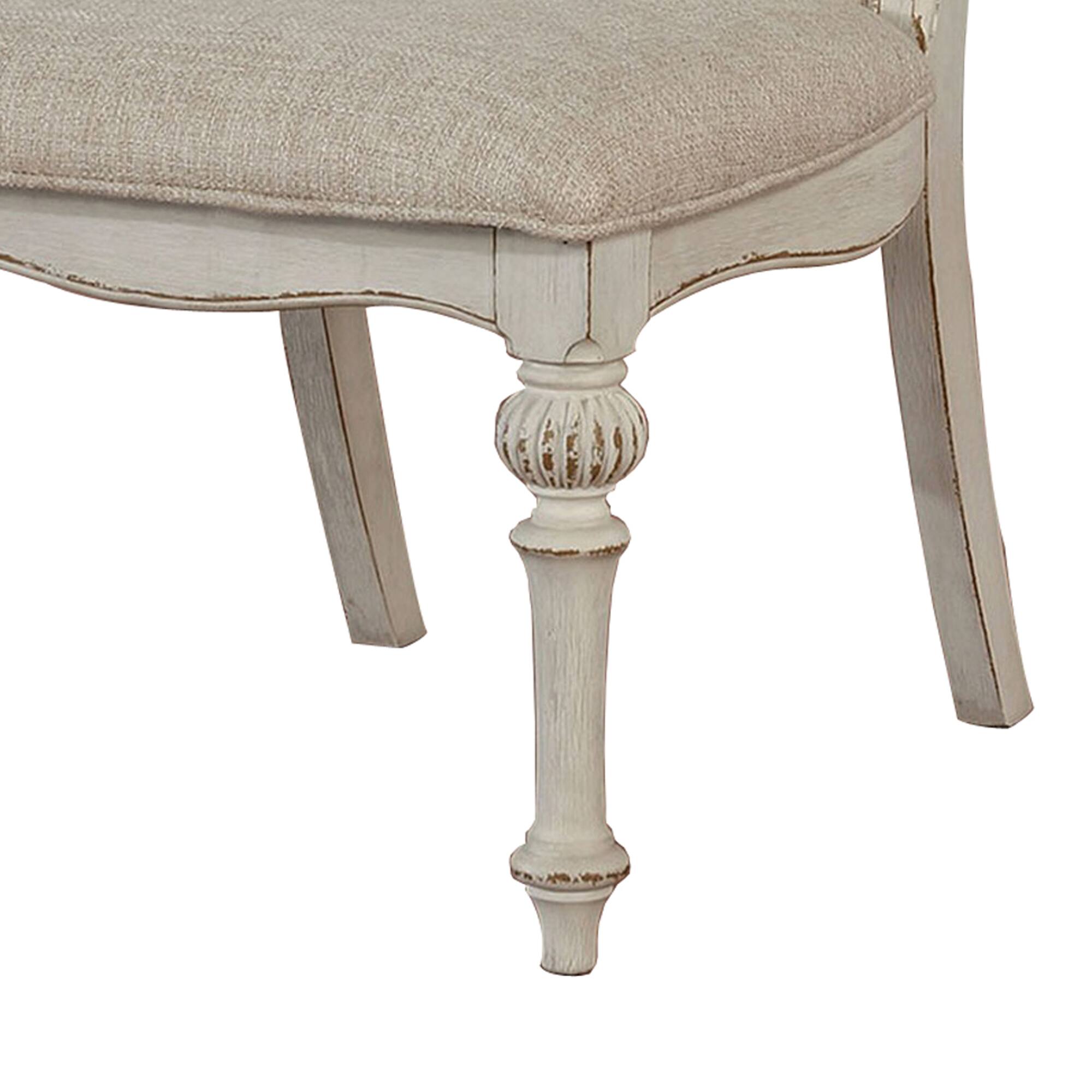 Alt View 3. Manhattan Lane - Rustic Wooden Armless Chair with Intricate Carvings, Set of 2 - White.
