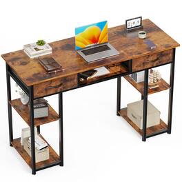Bestier - 47 inch Computer Desk with 2 Drawers Home Office Writing Desk with Storage Space - Brown