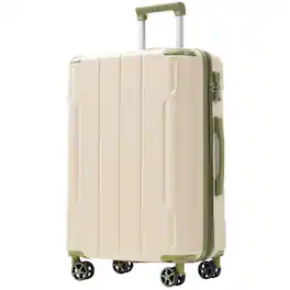Vulpecula Spade - 28 Inch Expandable Checked Luggage, Hardshell ABS Large Suitcase with Spinner Wheels, TSA Lock, Lightweight Travel - White Green Single