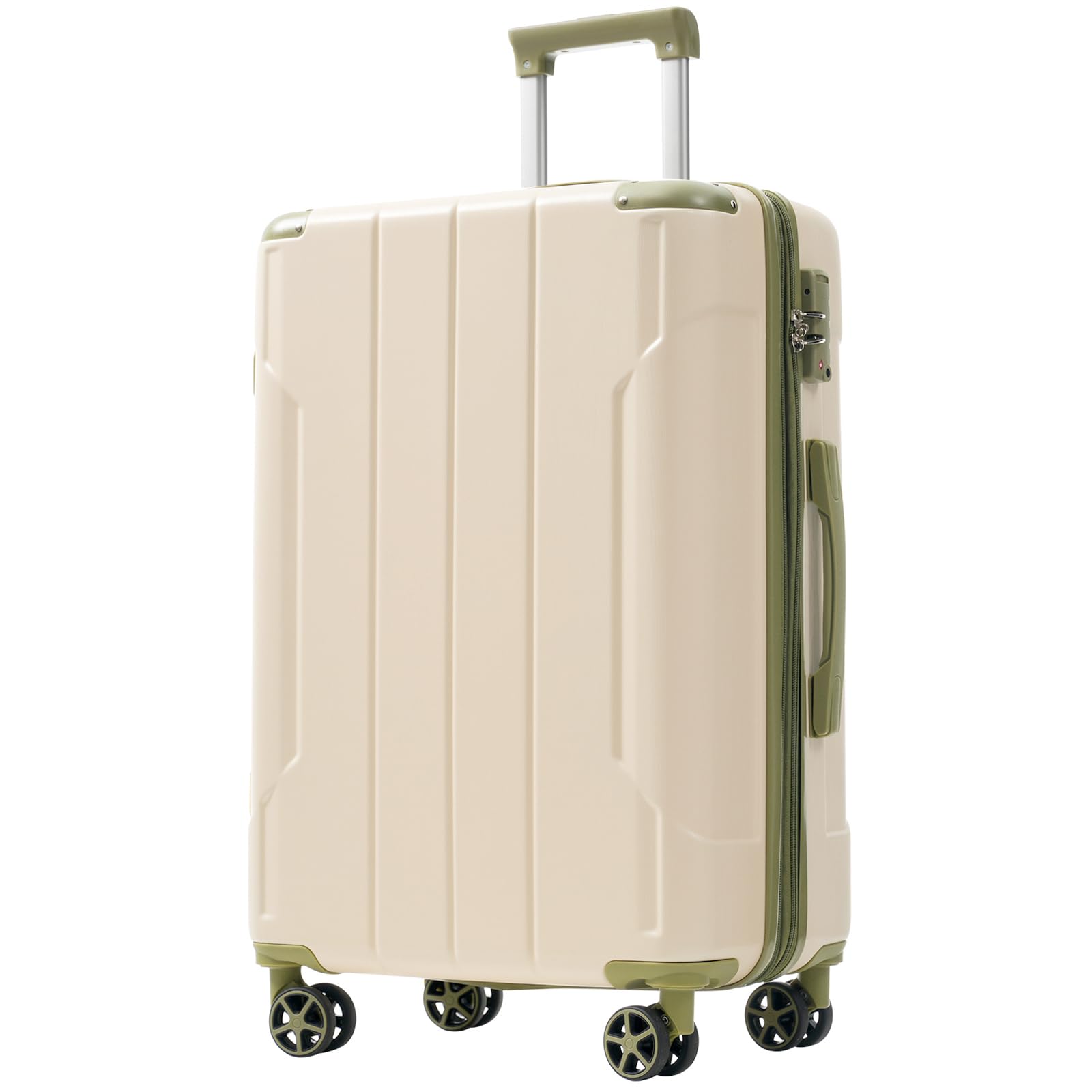Front. Vulpecula Spade - 28 Inch Expandable Checked Luggage, Hardshell ABS Large Suitcase with Spinner Wheels, TSA Lock, Lightweight Travel - White Green Single.