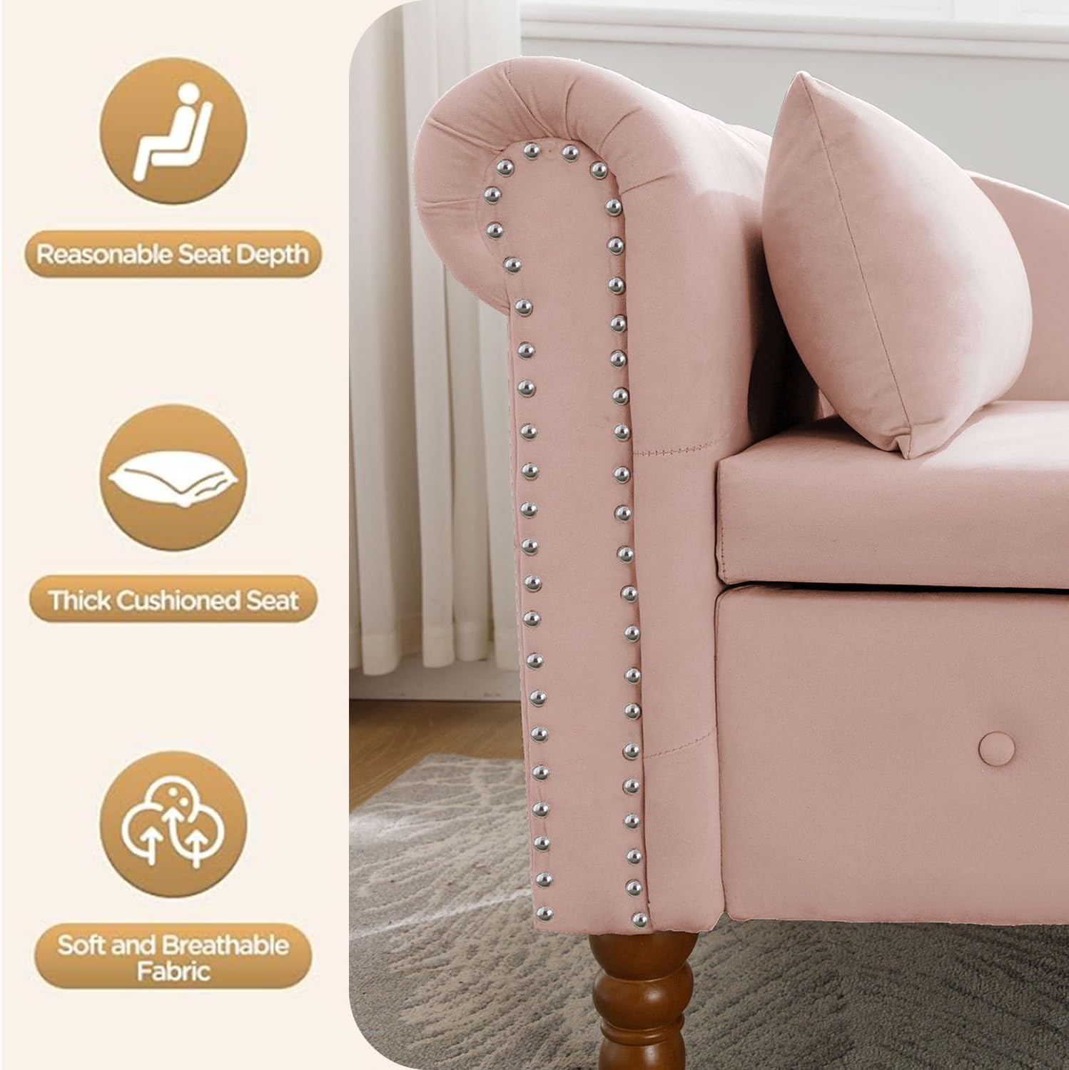 Reasonable Seat Depth  
Thick Cushioned Seat  
Soft and Breathable Fabric