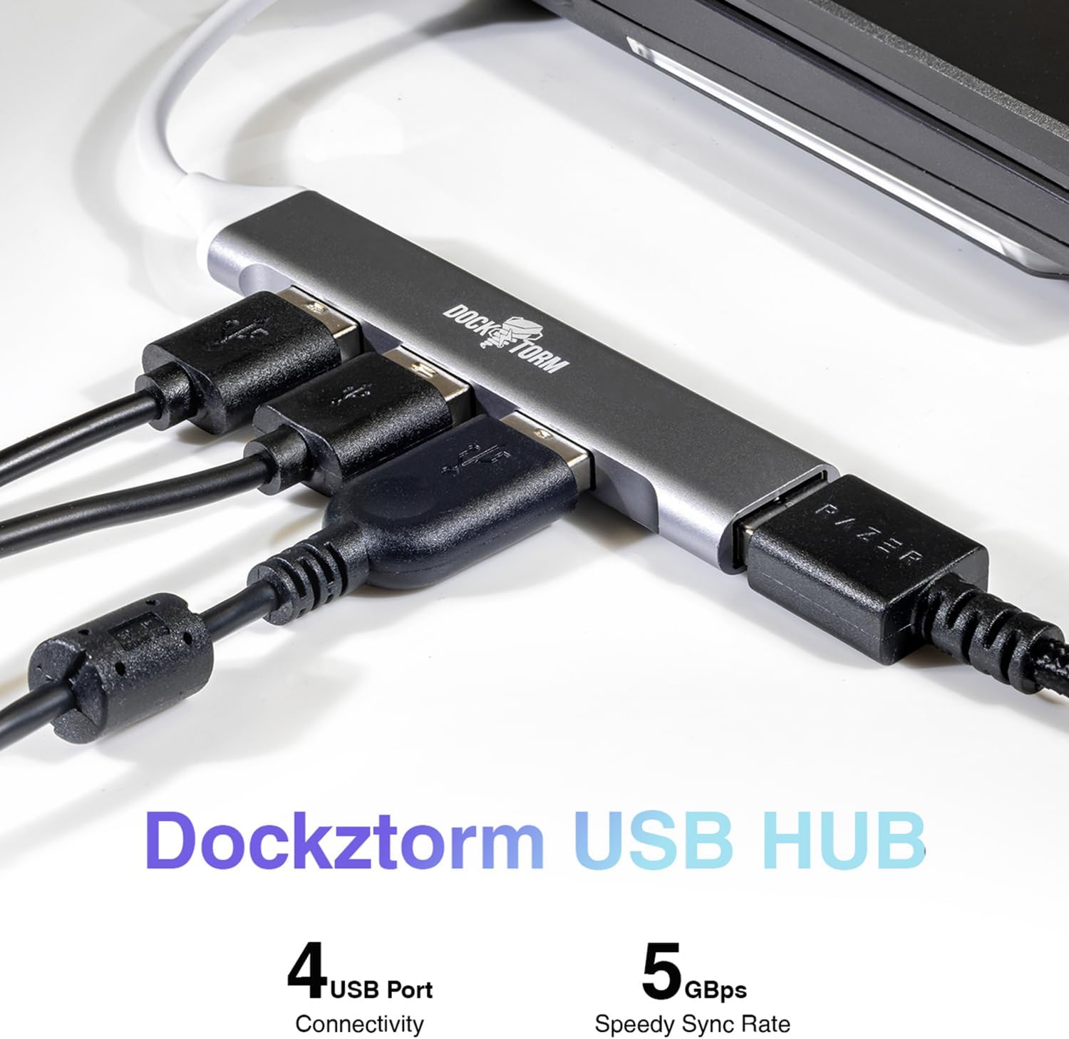 Dockzstorm USB HUB  
4 USB Port Connectivity  
5 GBps Speedy Sync Rate